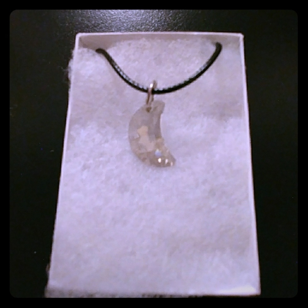 Evening Silver Crystal Moon Necklace